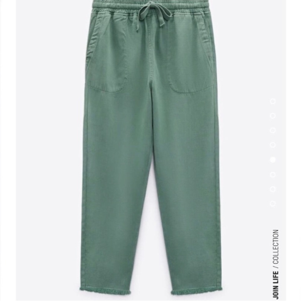 ZARA | Seafoam Green Jogging Pant Pockets Elastic Waist Pull on Pants Lyocell S